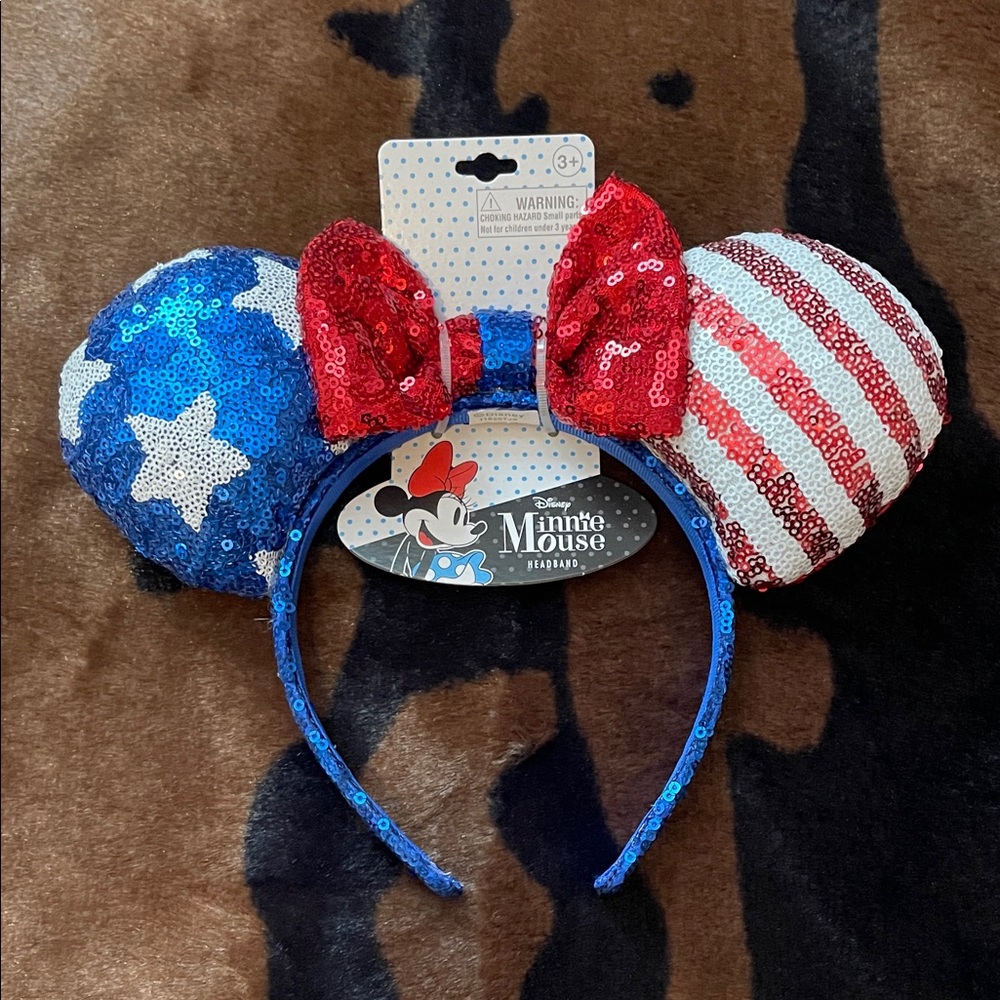 Disney Minnie Mouse Red, White, and Blue Sequin Ears!